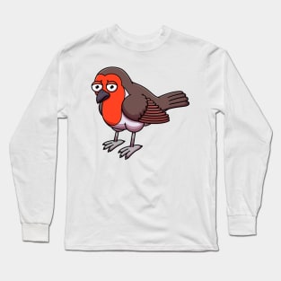 Sad Robin Bird Cartoon Long Sleeve T-Shirt